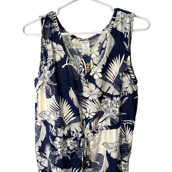 Palmwave Hawaii Floral Navy and White Mini  Dress Size M 100% Rayon NWT - Picture 3 of 7